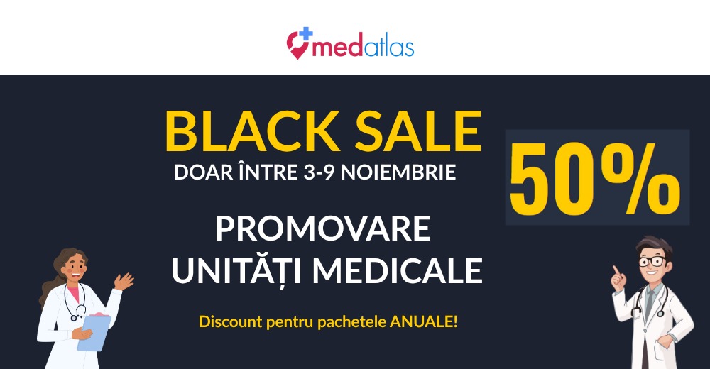 Oportunitate pentru unitățile medicale: Promovare la jumătate de preț în această săptămână pe MedAtlas.ro